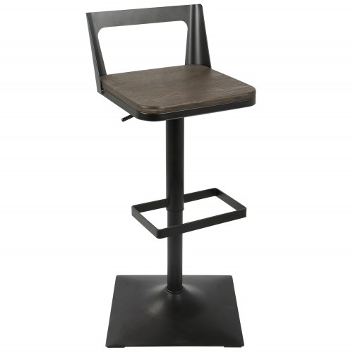 Samurai Bar Stool (Espresso Wood + Black Metal)